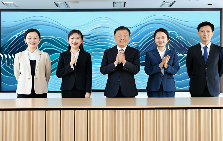 A diverse group of professional individuals from various Chinese regions, fully clothed, in modest business attire. They are standing in a bright, modern, minimalist conference hall, with abstract visual elements symbolizing diverse sound waves and interconnected linguistic communication in the background. The scene is captured with perfect anatomy, correct proportions, natural poses, well-formed hands, proper finger count, and natural body proportions. This is a professional photograph, safe for work, appropriate content, high quality, realistic rendering, sharp focus, and vibrant colors.