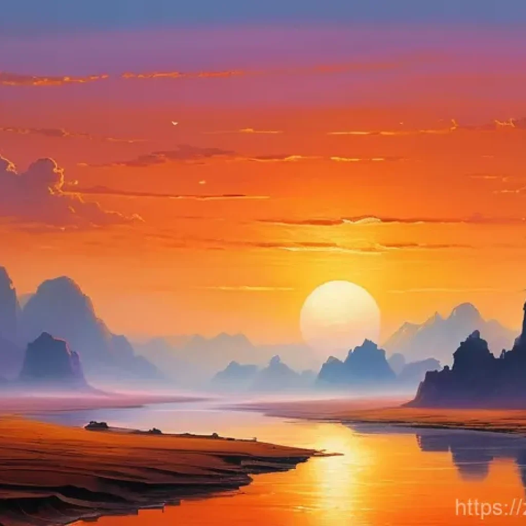 국어 문학 교육에서의 시각 자료 활용 - **Prompt:** A panoramic and serene landscape inspired by classical Chinese Tang Dynasty poetry, spec...