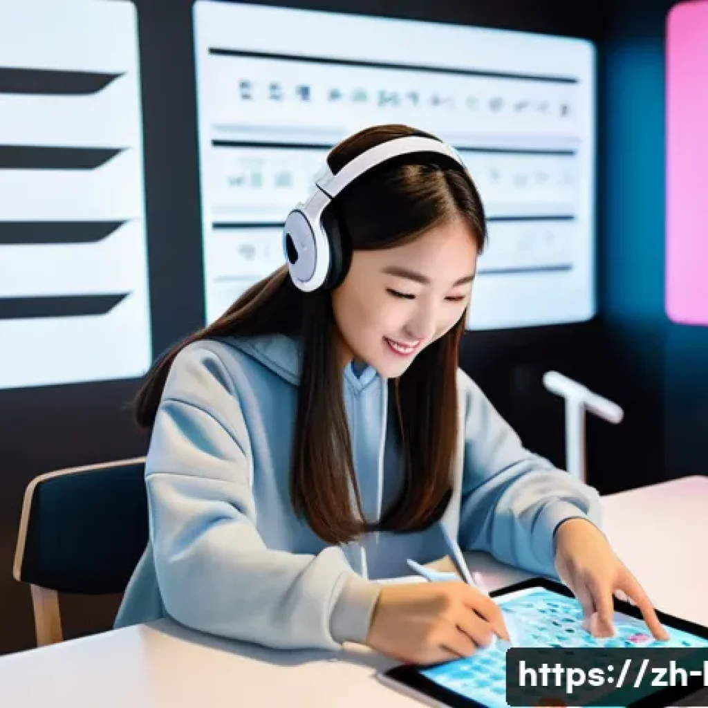 국어 교육과 다문화 환경 - **Prompt: AI-Powered Korean Language Learning**
    A vibrant and modern scene featuring a young Eas...