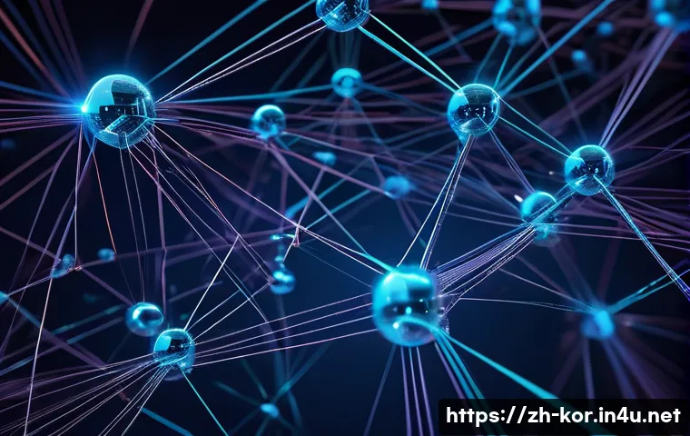 국어 의미론 개념 정리 - A detailed conceptual illustration of a semantic network in a modern digital style: nodes representi...