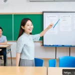 국어 문법 규칙 예외 사항 - A vibrant classroom scene focused on a Korean language lesson about irregular verb conjugations. The...