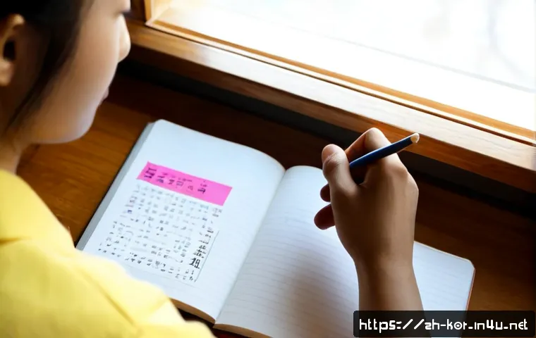 국어 작문과 창의적 사고법 - Photorealistic university student practicing Korean composition and creative thinking at a clean woo...